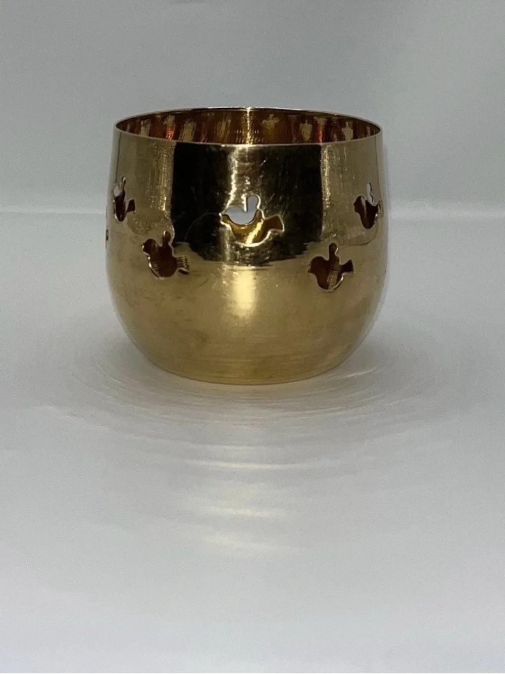 Brass Decorative Votive Holder with Dove Cutouts